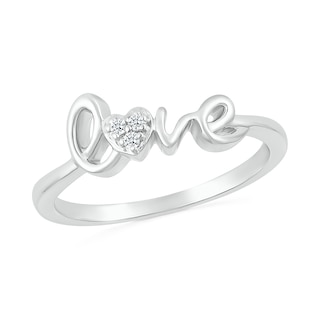 Diamond Accent Cursive "love" Script Promise Ring in Sterling Silver|Peoples Jewellers