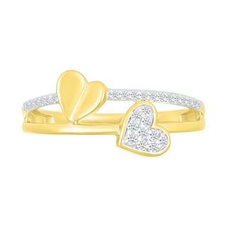 0.115 CT. T.W. Diamond Double Heart Split Shank Promise Ring in 10K Gold|Peoples Jewellers