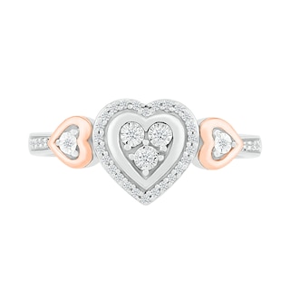 0.115 CT. T.W. Diamond Heart Frame Heart-Sides Promise Ring in Sterling Silver and 10K Rose Gold|Peoples Jewellers