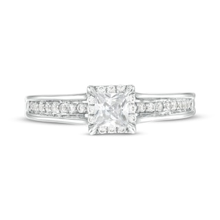 0.45 CT. T.W. Princess-Cut Diamond Frame Raised Shank Engagement Ring in 14K White Gold (I/I2)|Peoples Jewellers