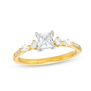 0.69 CT. T.W. Princess-Cut Diamond Multi-Shaped Engagement Ring in 14K Gold (I/I1)|Peoples Jewellers