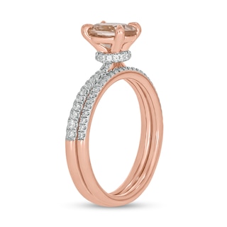 Oval Morganite and 0.32 CT. T.W. Diamond Bridal Set in 10K Rose Gold|Peoples Jewellers