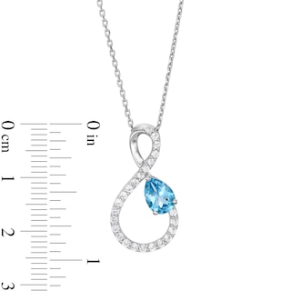 Pear-Shaped Swiss Blue Topaz and White Lab-Created Sapphire Loop Infinity Pendant in Sterling Silver|Peoples Jewellers