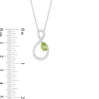 Pear-Shaped Peridot and White Lab-Created Sapphire Loop Infinity Pendant in Sterling Silver|Peoples Jewellers