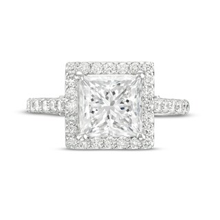3.75 CT. T.W. Princess-Cut Certified Lab-Created Diamond Square Frame Engagement Ring in 14K White Gold (F/SI2)|Peoples Jewellers