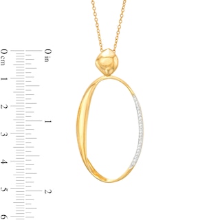 Italian Gold 0.085 CT. T.W. Diamond Oval Pendant in 18K Gold|Peoples Jewellers
