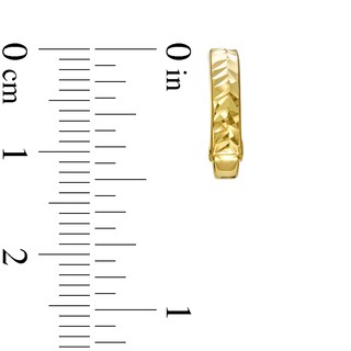 Chevron Diamond-Cut 12.0mm Huggie Hoop Earrings in 10K Gold|Peoples Jewellers