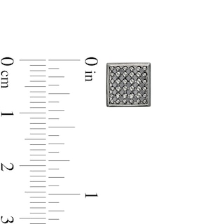 Men's 0.33 CT. T.W. Black Multi-Diamond Square Stud Earrings in Sterling Silver with Black Rhodium|Peoples Jewellers