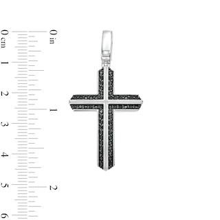 Men's 0.75 CT. T.W. Black Diamond Edge Cross Charm in Sterling Silver|Peoples Jewellers