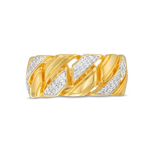 Men's 0.25 CT. T.W. Diamond Squared Curb Chain Ring in 10K Gold|Peoples Jewellers