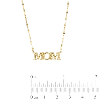 Italian Gold Diamond-Cut "MOM" Mirror Link Chain Necklace in 10K Gold|Peoples Jewellers