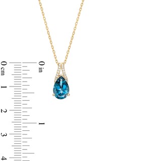 Pear-Shaped London Blue Topaz and 0.04 CT. T.W. Diamond Pendant in 10K Gold|Peoples Jewellers