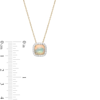 7.0mm Cushion-Cut Cabochon Opal and 0.115 CT. T.W. Diamond Frame Pendant in 10K Gold|Peoples Jewellers