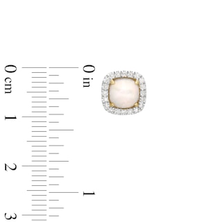 6.0mm Cushion-Cut Cabochon Opal and 0.18 CT. T.W. Diamond Frame Stud Earrings in 10K Gold|Peoples Jewellers