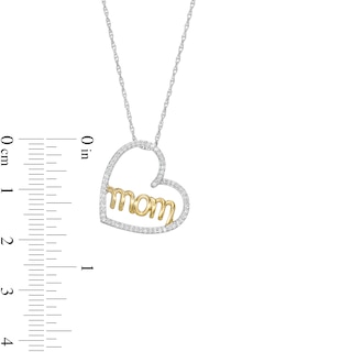 0.15 CT. T.W. Diamond Sideways Heart with "mom" Pendant in Sterling Silver and 10K Gold|Peoples Jewellers