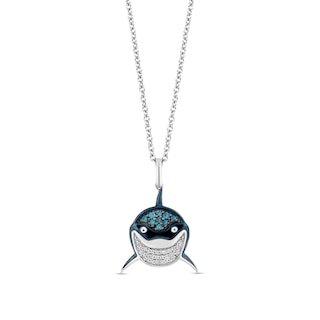 Disney Treasures Finding Nemo Swiss Blue Topaz and 0.065 CT. T.W. Diamond Bruce Pendant in Sterling Silver|Peoples Jewellers