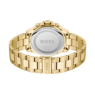 Men's Hugo Boss Troper Gold-Tone IP Chronograph Watch with Green Dial (Model: 1514059)|Peoples Jewellers