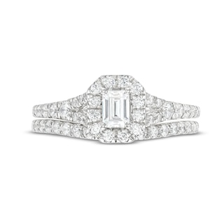 0.95 CT. T.W. Emerald-Cut Diamond Frame Bridal Set in 14K White Gold (I/I1)|Peoples Jewellers