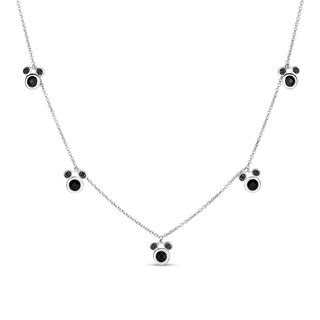 Disney Treasures Mickey Mouse Onyx and 0.085 CT. T.W. Black Diamond Station Necklace in Sterling Silver|Peoples Jewellers