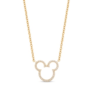 Disney Treasures Mickey Mouse 0.145 CT. T.W. Diamond Ears Silhouette Necklace in 10K Gold|Peoples Jewellers
