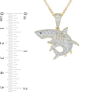 Men's 0.45 CT. T.W. Diamond Shark Pendant in Sterling Silver with 14K Gold Plate|Peoples Jewellers