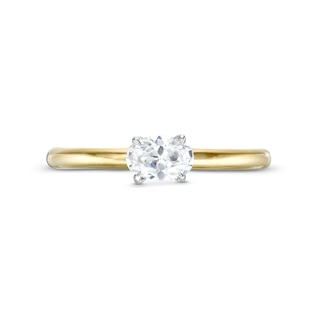 0.48 CT. Oval Diamond Sideways Solitaire Ring in 14K Two-Tone Gold (I/I2)|Peoples Jewellers