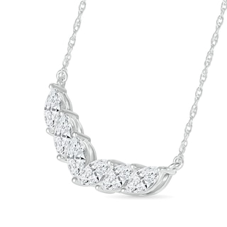 Tilted Marquise White Lab-Created Sapphire Necklace in Sterling Silver|Peoples Jewellers