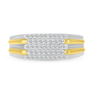 Men's 0.29 CT. T.W. Diamond Stepped Multi-Row Ring in 10K Two-Tone Gold|Peoples Jewellers