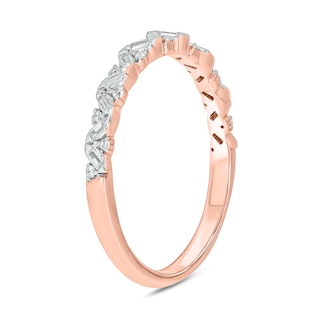 0.15 CT. T.W. Baguette and Round Diamond Zig-Zag Stackable Band in 10K Rose Gold|Peoples Jewellers