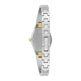 Ladies' Bulova Gemini Collection Diamond Accent Two-Tone Watch with Tonneau Blue Dial (Model: 98P218)|Peoples Jewellers