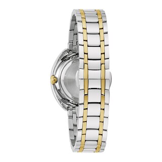 Ladies' Bulova Duality 0.10 CT. T.W. Diamond Interchangeable Strap Two-Tone Watch with White Denshu Dial (Model: 98X134)|Peoples Jewellers