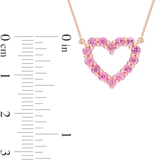 Pink Sapphire Outline Heart Necklace in 10K Rose Gold - 17"|Peoples Jewellers