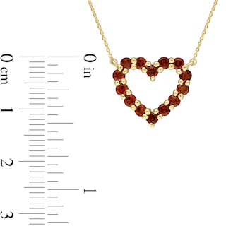 Garnet Outline Heart Necklace in 10K Gold - 17"|Peoples Jewellers