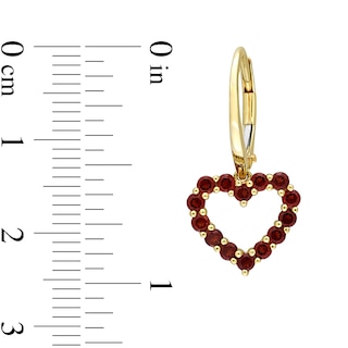 Garnet Outline Heart Drop Earrings in 10K Gold|Peoples Jewellers