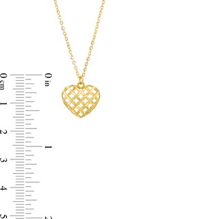 Puffed Lattice Heart Pendant in 14K Gold|Peoples Jewellers
