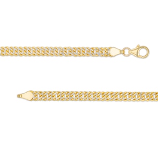 Diamond-Cut 4.6mm Curb Chain Necklace in Hollow 14K Two-Tone Gold - 18"|Peoples Jewellers