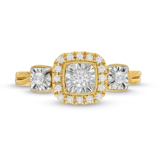 0.25 CT. T.W. Diamond Cushion Frame Miracle Past Present Future® Vintage-Style Engagement Ring in 10K Gold|Peoples Jewellers
