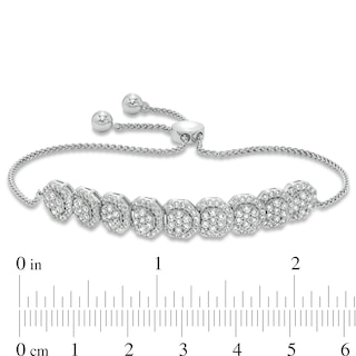 1.50 CT. T.W. Multi-Diamond Frame Bolo Bracelet in 10K White Gold - 9.5"|Peoples Jewellers