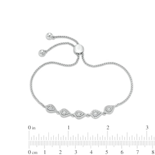 0.25 CT. T.W. Diamond Teardrop Line Bolo Bracelet in Sterling Silver - 9.5"|Peoples Jewellers