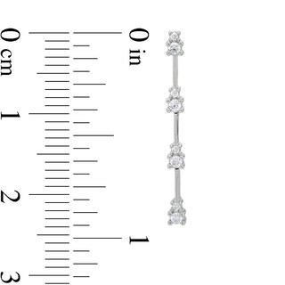 0.25 CT. T.W. Diamond Duo Station Linear Bar Drop Earrings in Sterling Silver|Peoples Jewellers