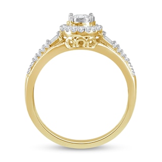 0.37 CT. T.W. Diamond Oval Frame Vintage-Style Engagement Ring in 10K Gold|Peoples Jewellers