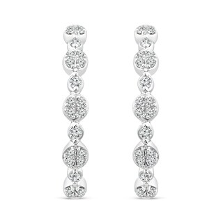 Alternating 0.23 CT. T.W. Multi-Diamond Hoop Earrings in 10K White Gold|Peoples Jewellers