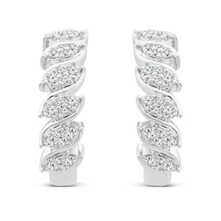 Sideways 0.29 CT. T.W. Marquise Multi-Diamond Cascading Hoop Earrings in 10K White Gold|Peoples Jewellers