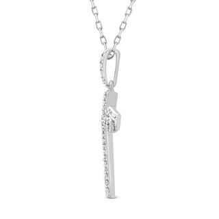 0.18 CT. T.W. Diamond Double Row Cross with Wings Pendant in 10K White Gold|Peoples Jewellers
