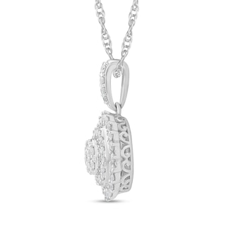 CT. T.W. Multi-Diamond Shadow Frame Pendant in 14K White Gold|Peoples Jewellers