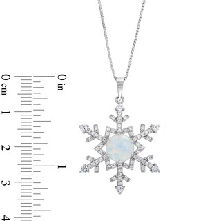 Opal and White Lab-Created Sapphire Snowflake Pendant in Sterling Silver|Peoples Jewellers