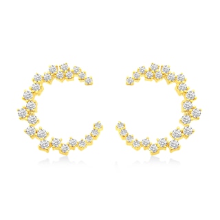 0.45 CT. T.W. Diamond Checkered "C" Stud Earrings in 14K Gold|Peoples Jewellers