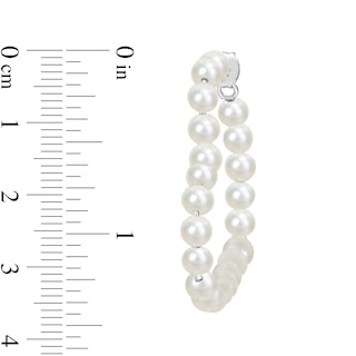 4.5-5.0mm Freshwater Cultured Pearl 36.0mm Heart-Shaped Hoop Earrings in Sterling Silver|Peoples Jewellers