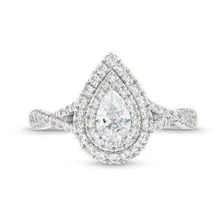Vera Wang Love Collection Canadian Certified Pear-Shaped Centre Diamond 0.80 CT. T.W. Engagement Ring in 14K White Gold|Peoples Jewellers
