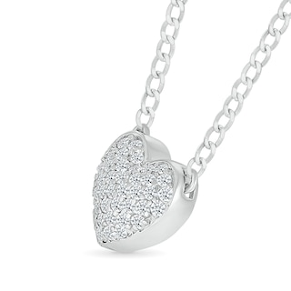 0.18 CT. T.W. Diamond Heart Pendant in Sterling Silver - 20"|Peoples Jewellers